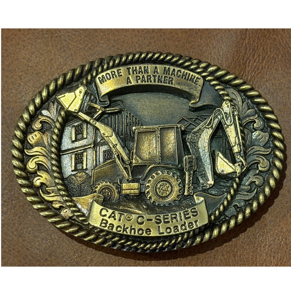 Vintage 1996 CAT C-Series Backhoe Loader Belt Buckle Norscot Group USA